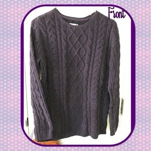 Long sleeve chenille cable crew sweater in medium